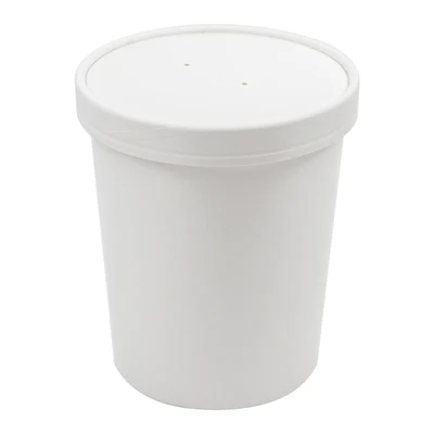 RÉCIPIENTS + COUVERCLES 960 ML - 32 oz 330 + 18 PE G/M2 Ø11,7/9,2x13,5 CM BLANC CARTON (250 UNITÉS) - REF. 226.48