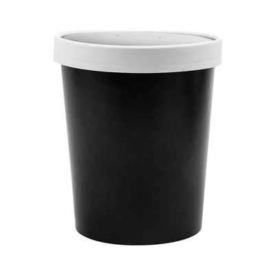 RÉCIPIENTS + COUVERCLES 960 ML - 32 oz 330 + 18 PE G/M2 Ø11,7/9,2x13,5 CM NOIR CARTON (250 UNITÉS) - REF. 226.49 - Image 2