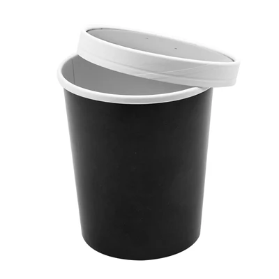RÉCIPIENTS + COUVERCLES 960 ML - 32 oz 330 + 18 PE G/M2 Ø11,7/9,2x13,5 CM NOIR CARTON (250 UNITÉS) - REF. 226.49 - Image 4