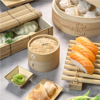 RÉCIPIENTS MINI DIM-SUM BAMBOO Ø 8x6 CM NATUREL BAMBOU (10 UNITÉS) - REF. 165.61 - Image 4
