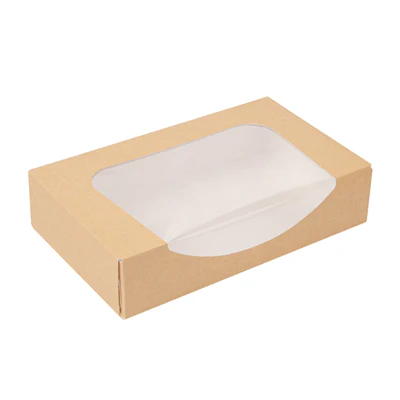 RÉCIPIENTS SUSHI+FÊNETRE THEPACK 19,7x12x4,5 CM MARRON CARTON NANO-MICRO + OPP (400 UNITÉS) - REF. 253.39