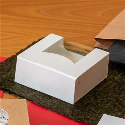 RÉCIPIENTS SUSHI+FÊNETRE THEPACK 10x10x4 CM BLANC CARTON NANO-MICRO + OPP (400 UNITÉS) - REF. 253.40 - Image 4