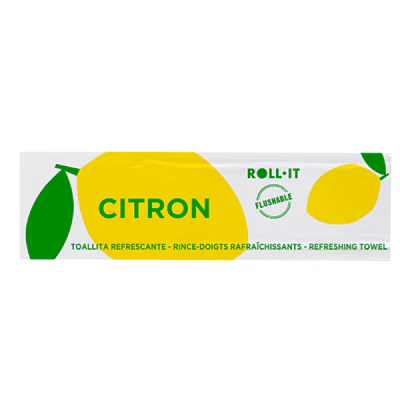 RINCE-DOIGTS FLUSHABLE ROLL-IT 'ROLL-IT CITRON' 50 G/M2 14,5x4 CM BLANC CELLULOSE (1280 UNITÉS) - REF. 224.55