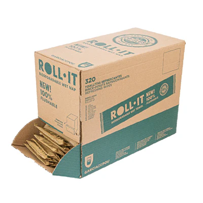 RINCE-DOIGTS FLUSHABLE ROLL-IT 'ROLL-IT CITRON' 50 G/M2 14,5x4 CM BLANC CELLULOSE (1280 UNITÉS) - REF. 224.55 - Image 2