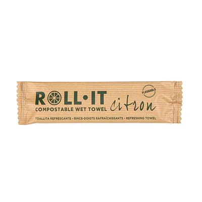 RINCE-DOIGTS FLUSHABLE ROLL-IT 'ROLL-IT CITRON' 50 G/M2 14,5x4 CM BLANC CELLULOSE (1280 UNITÉS) - REF. 224.56