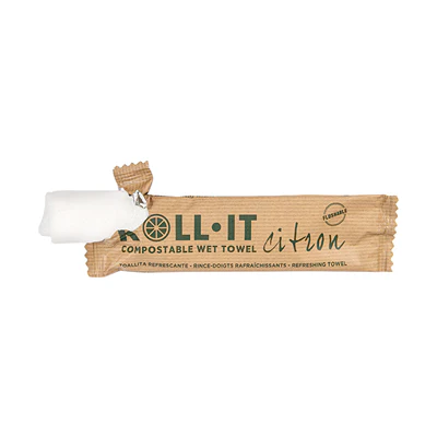 RINCE-DOIGTS FLUSHABLE ROLL-IT 'ROLL-IT CITRON' 50 G/M2 14,5x4 CM BLANC CELLULOSE (1280 UNITÉS) - REF. 224.56 - Image 3