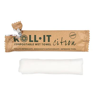 RINCE-DOIGTS FLUSHABLE ROLL-IT 'ROLL-IT CITRON' 50 G/M2 14,5x4 CM BLANC CELLULOSE (1280 UNITÉS) - REF. 224.56 - Image 4