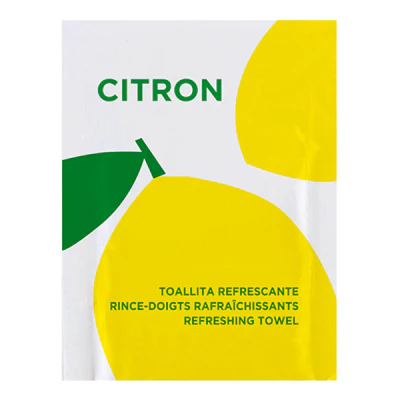 RINCE-DOIGTS RAFRAÎCHISSANTS CITRON 45 G/M2 6x8 CM BLANC CELLULOSE (2000 UNITÉS) - REF. 110.75