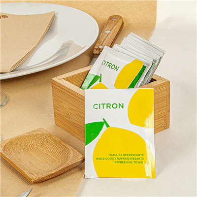 RINCE-DOIGTS RAFRAÎCHISSANTS CITRON 45 G/M2 6x8 CM BLANC CELLULOSE (2000 UNITÉS) - REF. 110.75 - Image 2