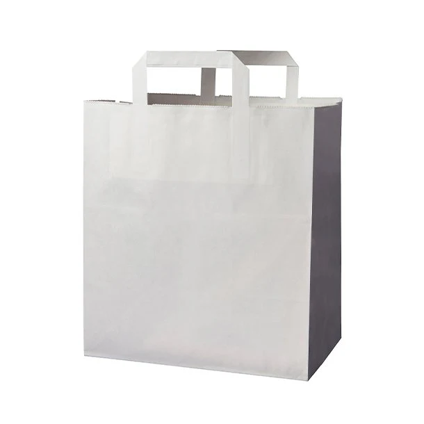 Sac en papier kraft brun / blanc avec poignée 22 x 10 x 28 cm (500 unités) - Image 2