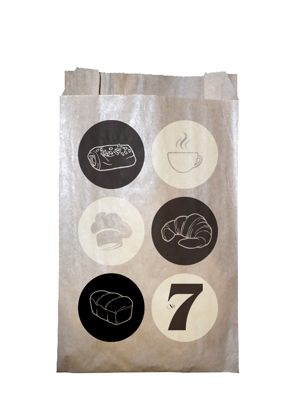 Sac croissant N°107 gamme "Nuance" 35gr blanc ou brun imprimé 250+70x350 (1000 unités)