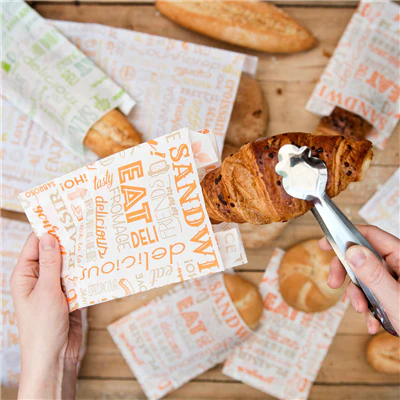 SACHETS CROISSANTS 'ORANGE PAROLE' 33 G/M2 12+5x14 CM BLANC CELLULOSE (500 UNITÉS) - REF. 229.14 - Image 3