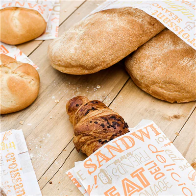 SACHETS CROISSANTS 'ORANGE PAROLE' 33 G/M2 12+5x14 CM BLANC CELLULOSE (500 UNITÉS) - REF. 229.14 - Image 4