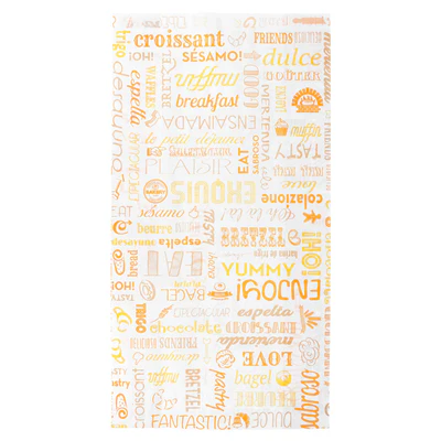 SACHETS CROISSANTS 'ORANGE PAROLE' 33 G/M2 19+8x35 CM BLANC CELLULOSE (250 UNITÉS) - REF. 229.16