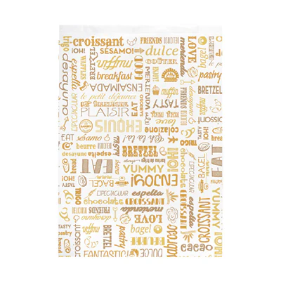 SACHETS CROISSANTS 'ORANGE PAROLE' 33 G/M2 26+8x35 CM BLANC CELLULOSE (250 UNITÉS) - REF. 229.17