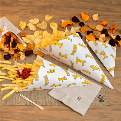 SACHETS EN POINTE 'CHIPS' 400 G 70 G/M2 34x24 CM BLANC PARCH.INGRAISSABLE (1000 UNITÉS) - REF. 229.99 - Image 3