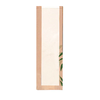 SACHETS PAIN ROND AVEC FENÊTRE ECO 'FEEL GREEN - JUST PAPER' 32 G/M2 14+4x60 CM NATUREL KRAFT (250 UNITÉS) - REF. 231.06