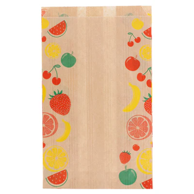 SACHETS PLATS POUR FRUITS 1/2 KG 32 G/M2 14+9x22 CM NATUREL KRAFT (500 UNITÉS) - REF. 515.01