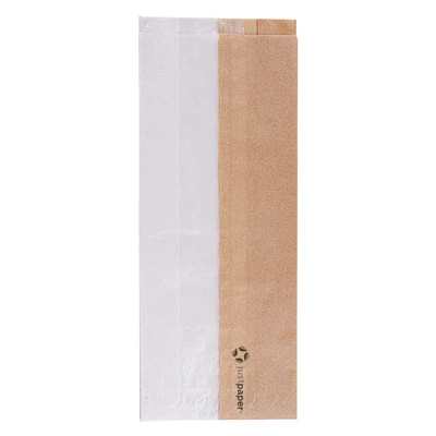 SACHETS POUR SANDWICHES AVEC FENÊTRE ECO PFAS FREE 'JUST PAPER' 40 G/M2 12+6x30 CM NATUREL PARCH.INGRAISSABLE (250 UNITÉS) - REF. 231.19
