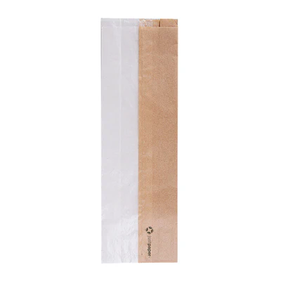 SACHETS POUR SANDWICHES AVEC FENÊTRE ECO 'JUST PAPER' 40 G/M2 12+6x38 CM NATUREL PARCH.INGRAISSABLE (250 UNITÉS) - REF. 231.20