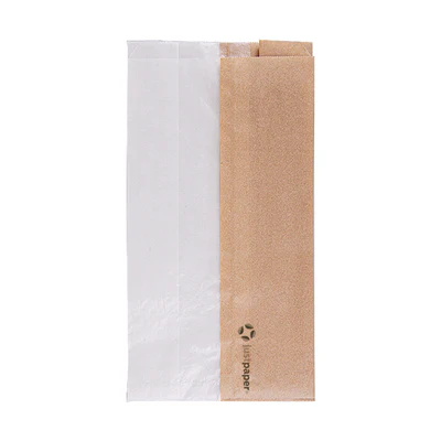SACHETS POUR SANDWICHES AVEC FENÊTRE ECO 'JUST PAPER' SQUARE 40 G/M2 14+8x26 CM NATUREL PARCH.INGRAISSABLE (250 UNITÉS) - REF. 231.21