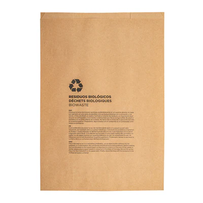 SACS COMPOSTABLES 8 L 70 G/M2 26+14x35 CM NATUREL KRAFT (500 UNITÉS) - REF. 219.49