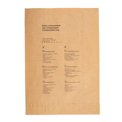 SACS COMPOSTABLES 8 L 70 G/M2 26+14x35 CM NATUREL KRAFT (500 UNITÉS) - REF. 219.49 - Image 2