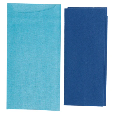 SACS COUVERTS + SERV. AIRLAID BLEU JUST IN TIME 90 + 10PE G/M2 11,2x22,5 CM TURQUOISE CELLULOSE (250 UNITÉS) - REF. 214.10 - Image 3