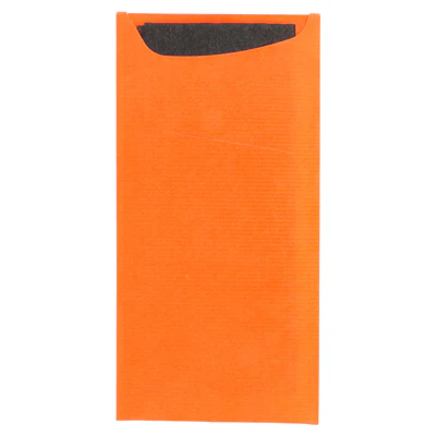 SACS COUVERTS + SERVIETTE JUST IN TIME 90 + 10PE G/M2 11,2x22,5 CM ORANGE CELLULOSE (400 UNITÉS) - REF. 209.76