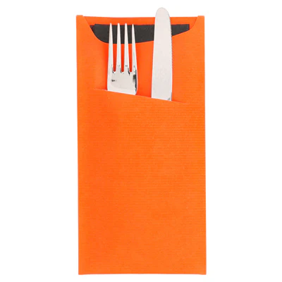 SACS COUVERTS + SERVIETTE JUST IN TIME 90 + 10PE G/M2 11,2x22,5 CM ORANGE CELLULOSE (400 UNITÉS) - REF. 209.76 - Image 2