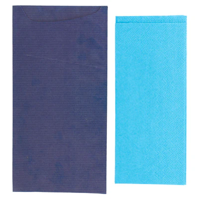SACS COUVERTS + SERVIETTE JUST IN TIME 80 + 10PE G/M2 11,2x22,5 CM BLEU KRAFT VERGÉ (400 UNITÉS) - REF. 169.44 - Image 3