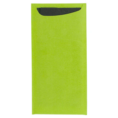 SACS COUVERTS + SERVIETTE JUST IN TIME 90 + 10PE G/M2 11,2x22,5 CM VERT ANIS CELLULOSE (400 UNITÉS) - REF. 209.77