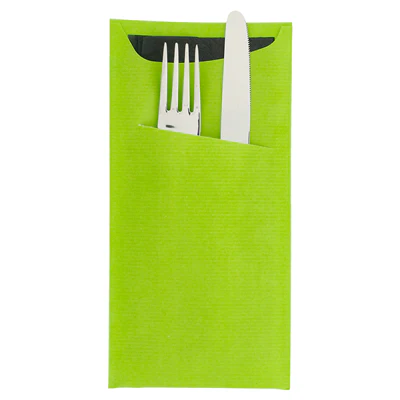 SACS COUVERTS + SERVIETTE JUST IN TIME 90 + 10PE G/M2 11,2x22,5 CM VERT ANIS CELLULOSE (400 UNITÉS) - REF. 209.77 - Image 2