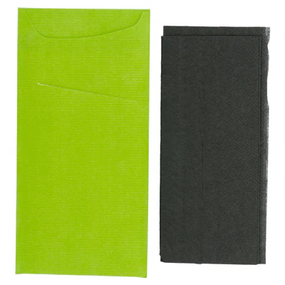 SACS COUVERTS + SERVIETTE JUST IN TIME 90 + 10PE G/M2 11,2x22,5 CM VERT ANIS CELLULOSE (400 UNITÉS) - REF. 209.77 - Image 3