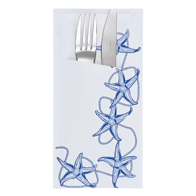 SACS COUVERTS + SERVIETTE JUST IN TIME 'ANTIBES' 90 + 10PE G/M2 11,2x22,5 CM BLANC CELLULOSE (400 UNITÉS) - REF. 169.54