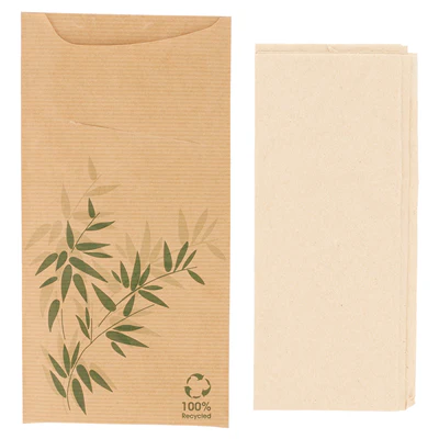 SACS COUVERTS + SERVIETTE JUST IN TIME 80 + 10PE G/M2 11,2x22,5 CM NATUREL KRAFT VERGÉ (400 UNITÉS) - REF. 169.40 - Image 3