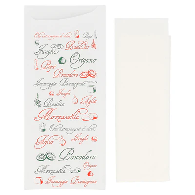 SACS COUVERTS + SERVIETTE JUST IN TIME 'PIZZA' 90 + 10PE G/M2 8,5x19,5 CM BLANC AIRLAID (250 UNITÉS) - REF. 143.99 - Image 3