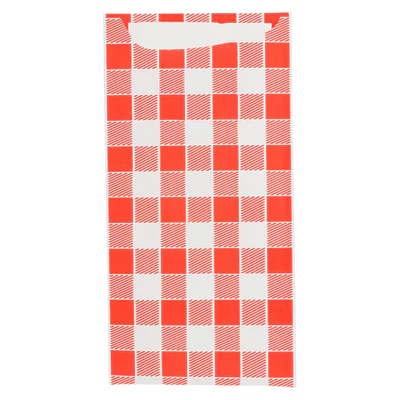 SACS COUVERTS + SERVIETTE JUST IN TIME 'VICHY-RED' 90 + 10PE G/M2 11,2x22,5 CM BLANC CELLULOSE (400 UNITÉS) - REF. 169.50