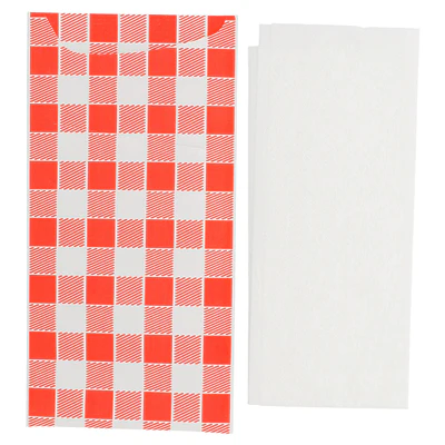 SACS COUVERTS + SERVIETTE JUST IN TIME 'VICHY-RED' 90 + 10PE G/M2 11,2x22,5 CM BLANC CELLULOSE (400 UNITÉS) - REF. 169.50 - Image 3