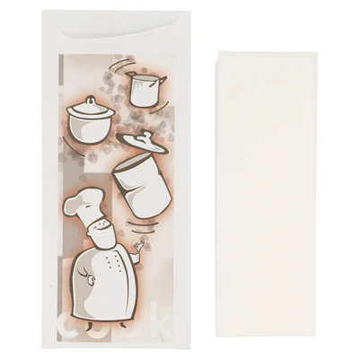 SACS COUVERTS + SERVIETTE JUST IN TIME 'BON APPETIT' 90 + 10PE G/M2 8,5x19,5 CM BLANC AIRLAID (250 UNITÉS) - REF. 130.57 - Image 3