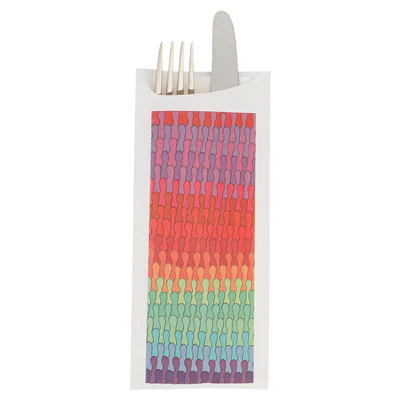 SACS POUR COUVERTS + SERVIETTE JUST IN TIME 'COLORAMA' 90 + 10PE G/M2 8,5x19,5 CM BLANC AIRLAID (250 UNITÉS) - REF. 130.56 - Image 2