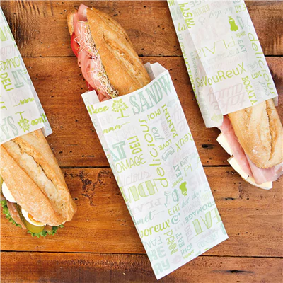 SACS SANDWICHS PFAS FREE 'GREEN PAROLE' 32 G/M2 12+4x26 CM BLANC PARCH.INGRAISSABLE (500 UNITÉS) - REF. 229.23 - Image 4