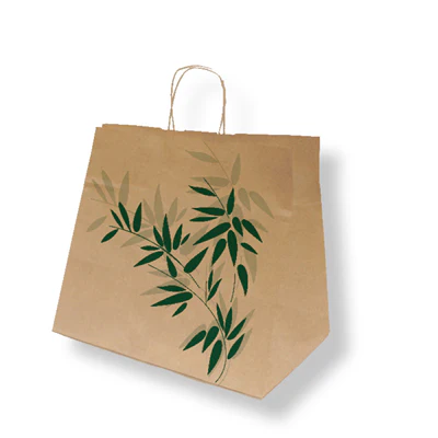 SACS SOS AVEC ANSES "TRAITEUR" FEEL GREEN 90 G/M2 32+21x28,5 CM NATUREL KRAFT (250 UNITÉS) - REF. 167.31