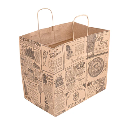 SACS SOS AVEC ANSES "TRAITEUR" 'TIMES' 90 G/M2 32+21x28,5 CM NATUREL KRAFT (250 UNITÉS) - REF. 222.28