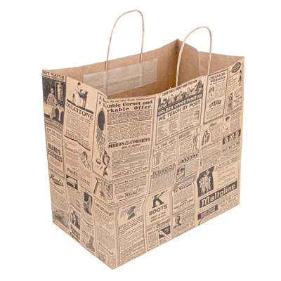 SACS SOS AVEC ANSES "TRAITEUR" 'TIMES' 90 G/M2 36+21x33,5 CM NATUREL KRAFT (250 UNITÉS) - REF. 222.29