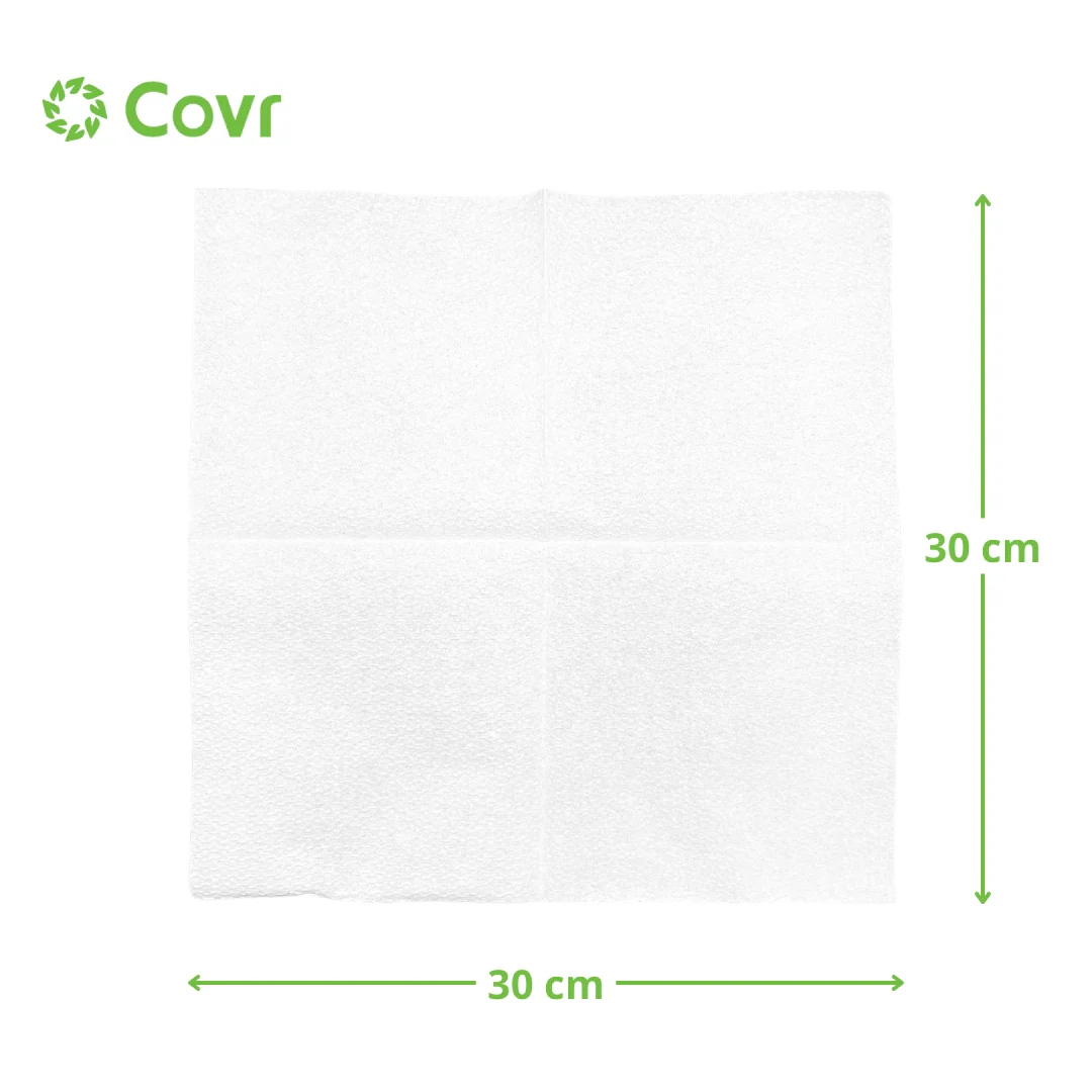 Serviettes blanches 1 pli 30x30 - Image 2