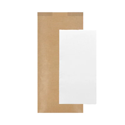 SERVIETTES D.P RECYCLÉES EMBALLÉES JUST IN TIME 40 + 10PE G/M2 11x25 CM NATUREL KRAFT VERGÉ (300 UNITÉS) - REF. 251.44