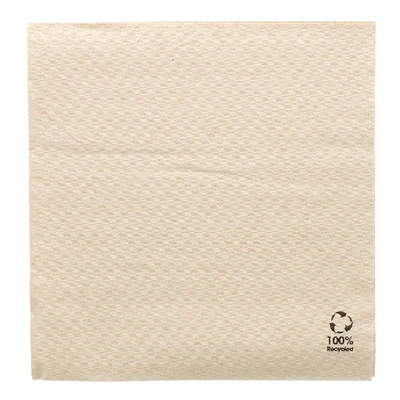 SERVIETTES ECOLABEL 1 PLI FEEL GREEN 23 G/M2 33x33 CM NATUREL OUATE RECYCLÉE (3000 UNITÉS) - REF. 102.80