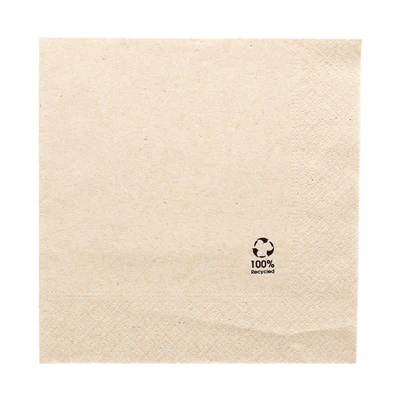 SERVIETTES ECOLABEL 2 PLIS FEEL GREEN 18 G/M2 30x30 CM NATUREL OUATE RECYCLÉE (2400 UNITÉS) - REF. 232.05