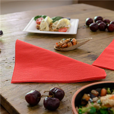 SERVIETTES ECOLABEL 2 PLIS 18 G/M2 39x39 CM ROUGE OUATE (1600 UNITÉS) - REF. 103.45 - Image 5